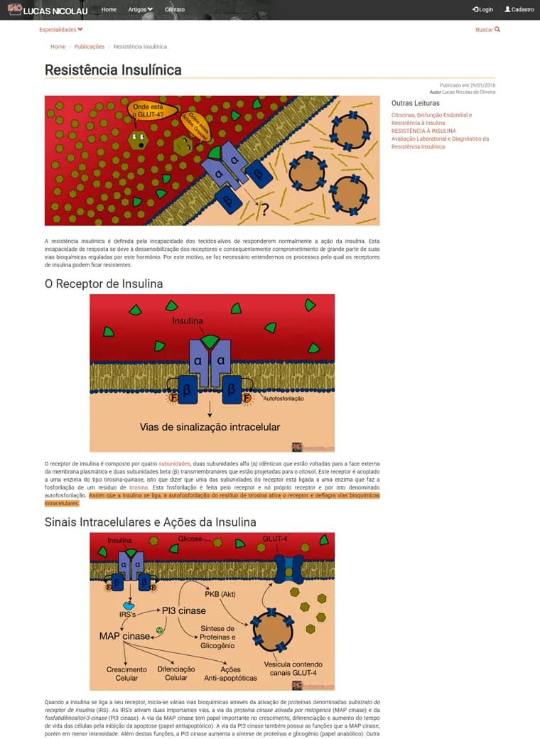 Print histórico do artigo Resistência Insulínica