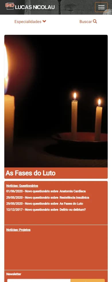 Print mobile histórico da página inicial do antigo site